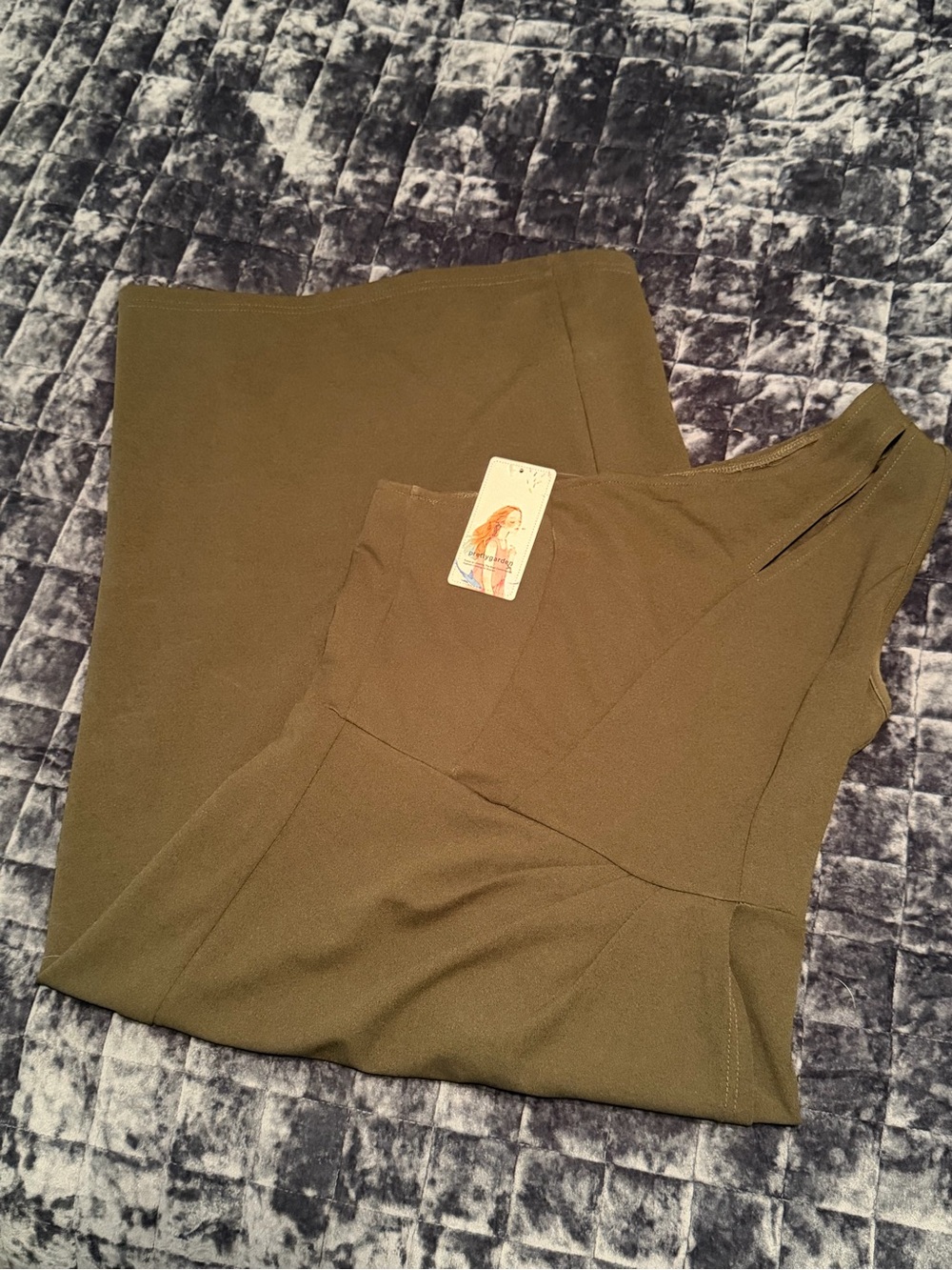 Olive Green 1 shoulder Dress pretty garden new size medium